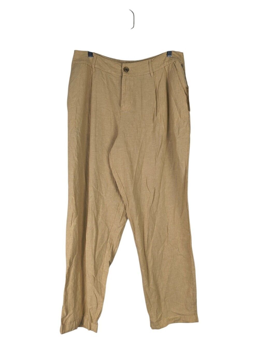 A New Day Linen Pants Women's 12 Light Brown Pockets Button Zipper Lightweight